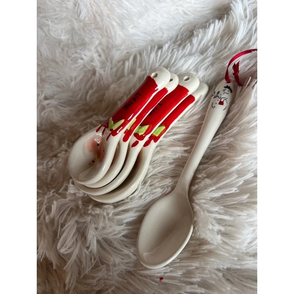 Santa Measuring Spoons Holiday Set Christmas Porcelain Decorative Grandmacore